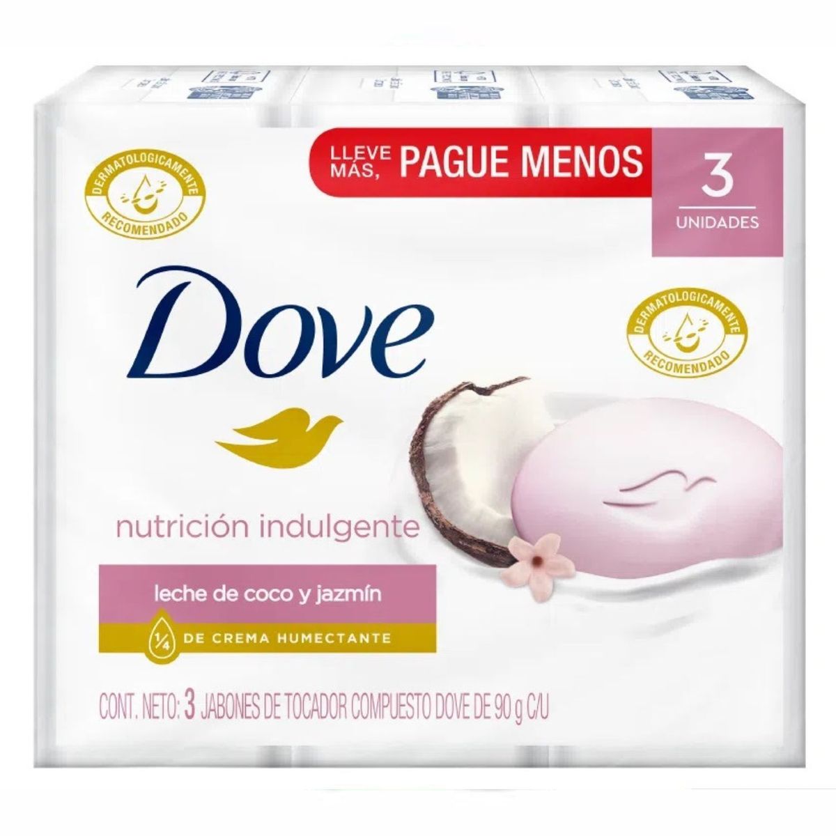 DOVE - Jabón en Barra Dove Leche de Coco y Jazmín 3 x 90 g