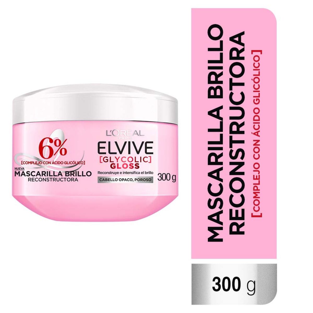 ELVIVE - Máscara Brillo Reconstructora Glycolic Gloss Elvive 300 g