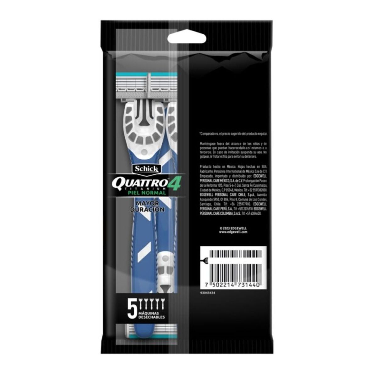 SCHICK - Máquinas de Afeitar Desechables Quatro Piel Normal 5 Un