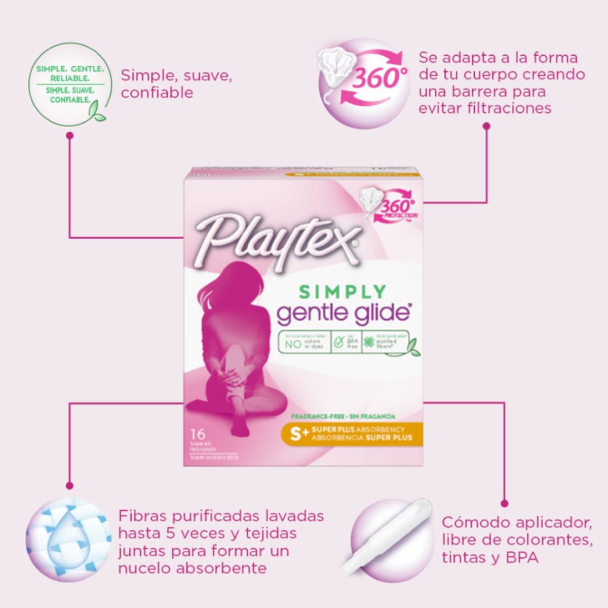 PLAYTEX - Tampones Absorbencia Super Plus Sin Fragancia Playtex 16 Un