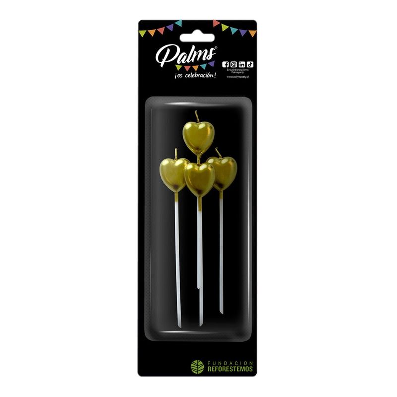 PALMS - Velas Decorativas Corazones Dorados