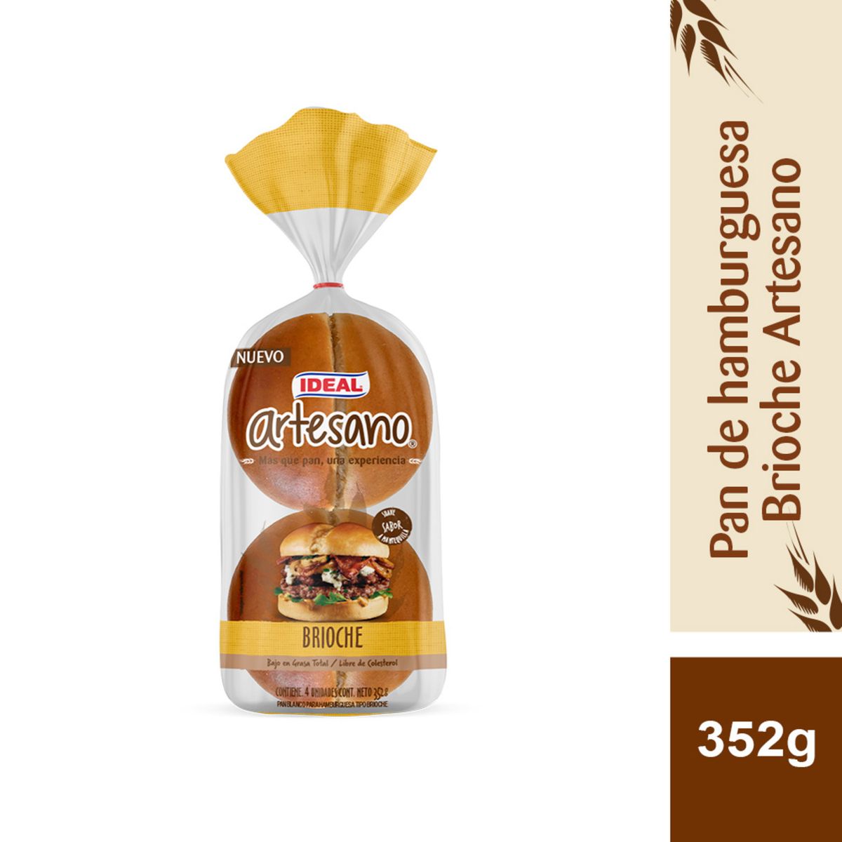 IDEAL - Pan de Hamburguesa Tipo Brioche Ideal 4 Un