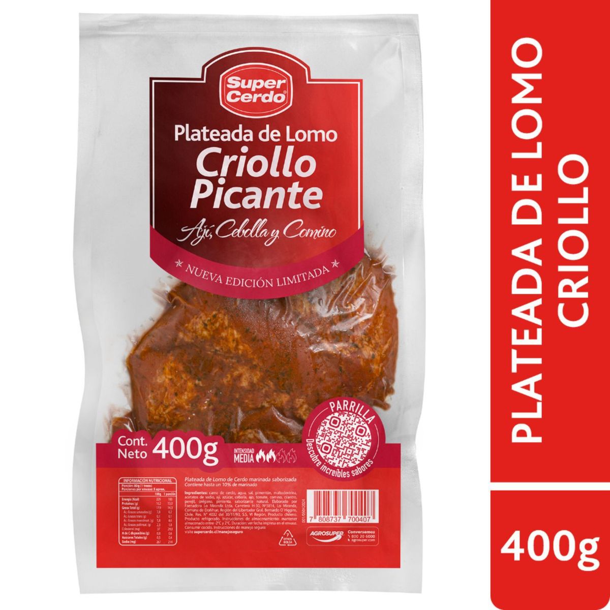 SUPER CERDO - Plateada de Lomo de Cerdo Criollo Picante Super Cerdo 400 g