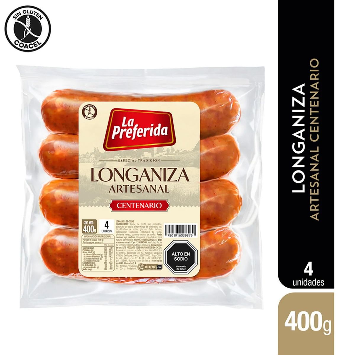 LA PREFERIDA - Longaniza Centenario Artesanal La Preferida 400 g