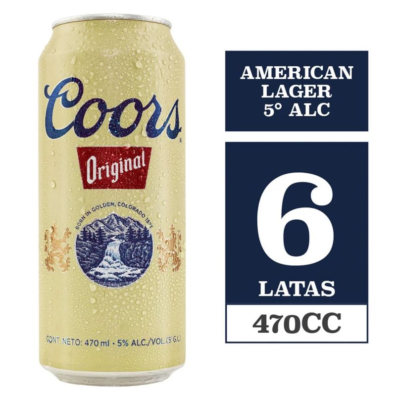 COORS - CERVEZA LAGER LT COORS 5G 6X470 CC