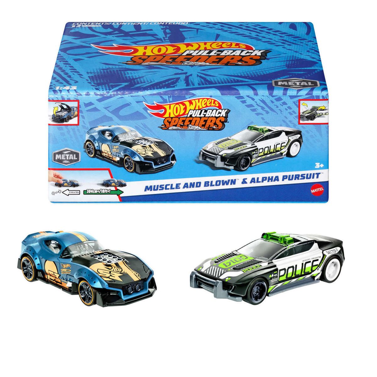 HOT WHEELS - HOT WHEELS 2 AUTOS PULL-BACK SPEEDERS
