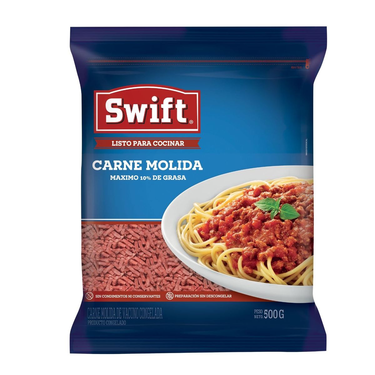 SWIFT - Carne Molida de Vacuno Congelada 10% Grasa Swift 500 g