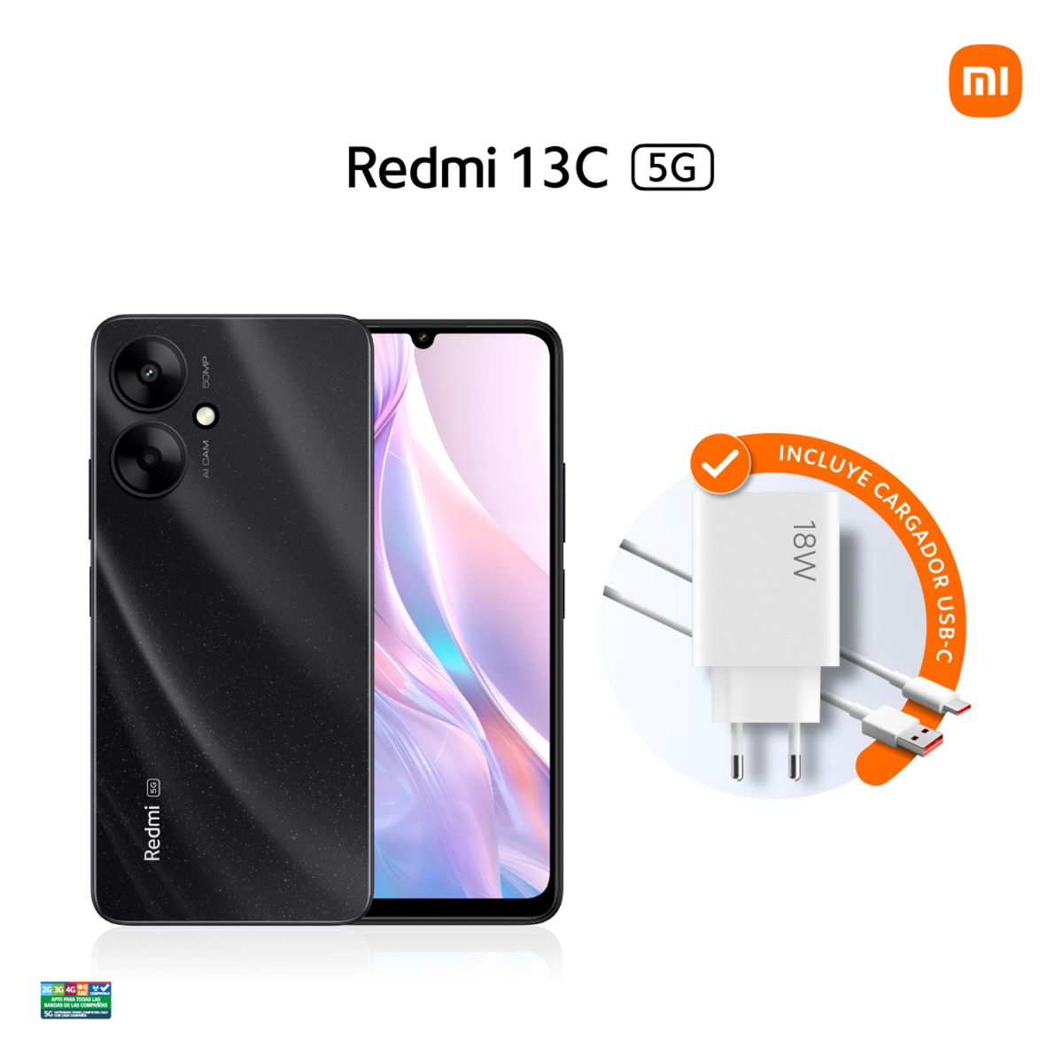 XIAOMI - Smartphone Redmi 13C 5G 256GB Black
