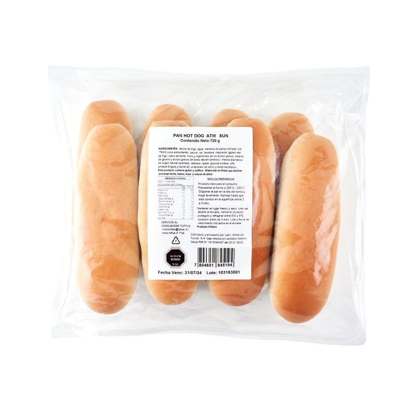LAF - Pan de Hot Dog Prehorneado LAF 8 Un