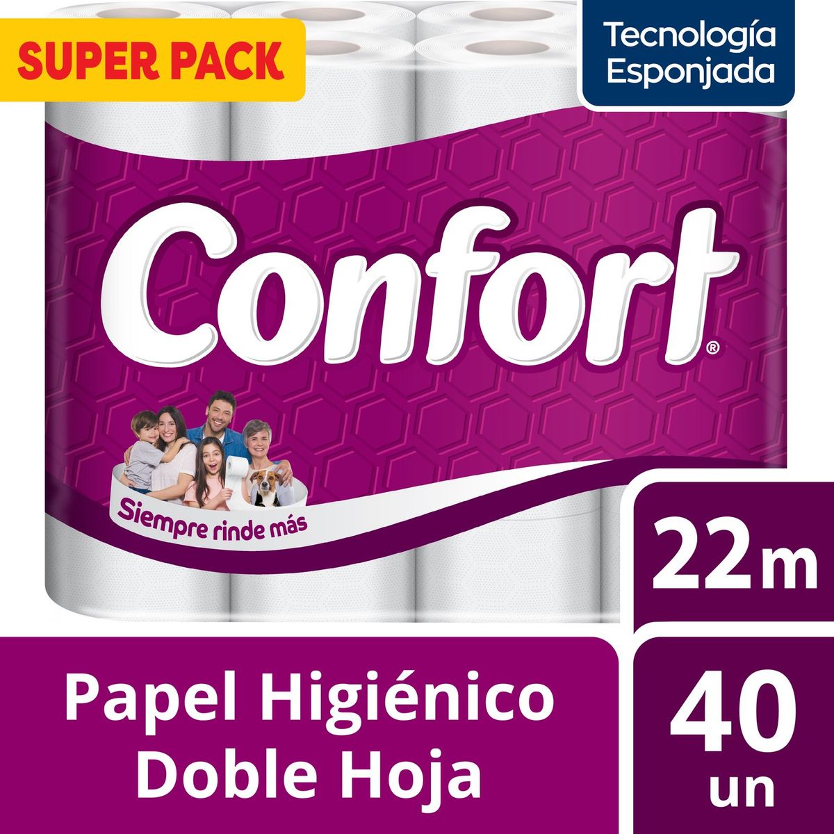 CONFORT - Papel Higiénico Doble Hoja Confort 40 Un x 22 mts