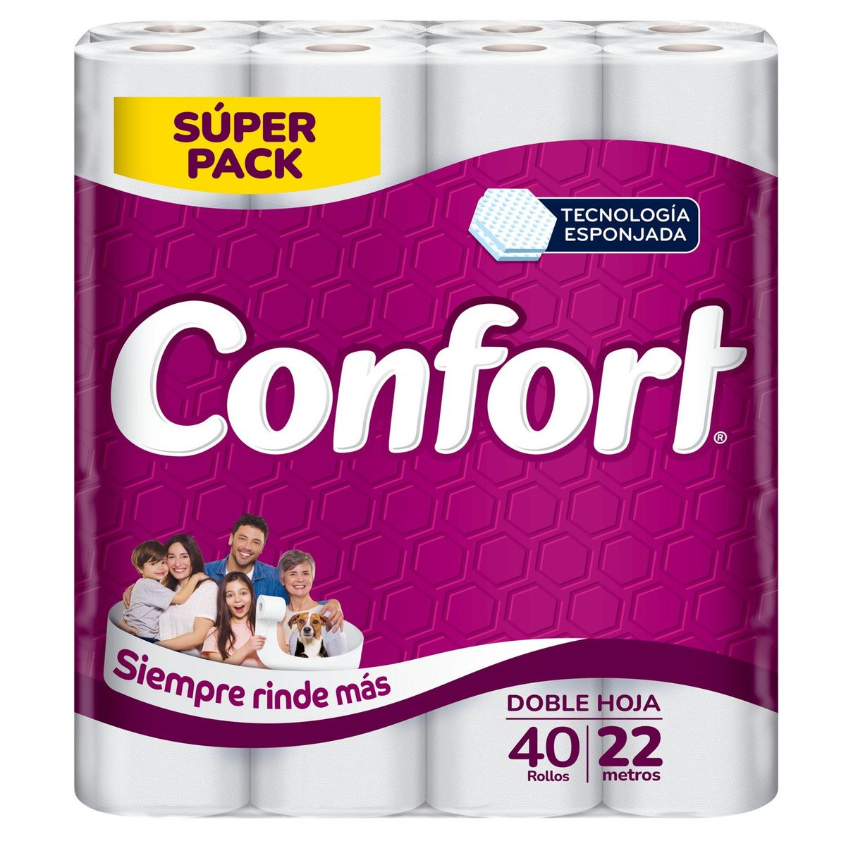 CONFORT - Papel Higiénico Doble Hoja Confort 40 Un x 22 mts