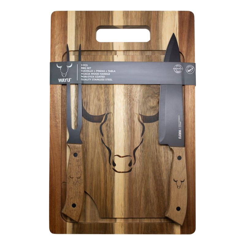 WAYU - Set Tabla + Cuchillo + Tenedor Prm Wayu