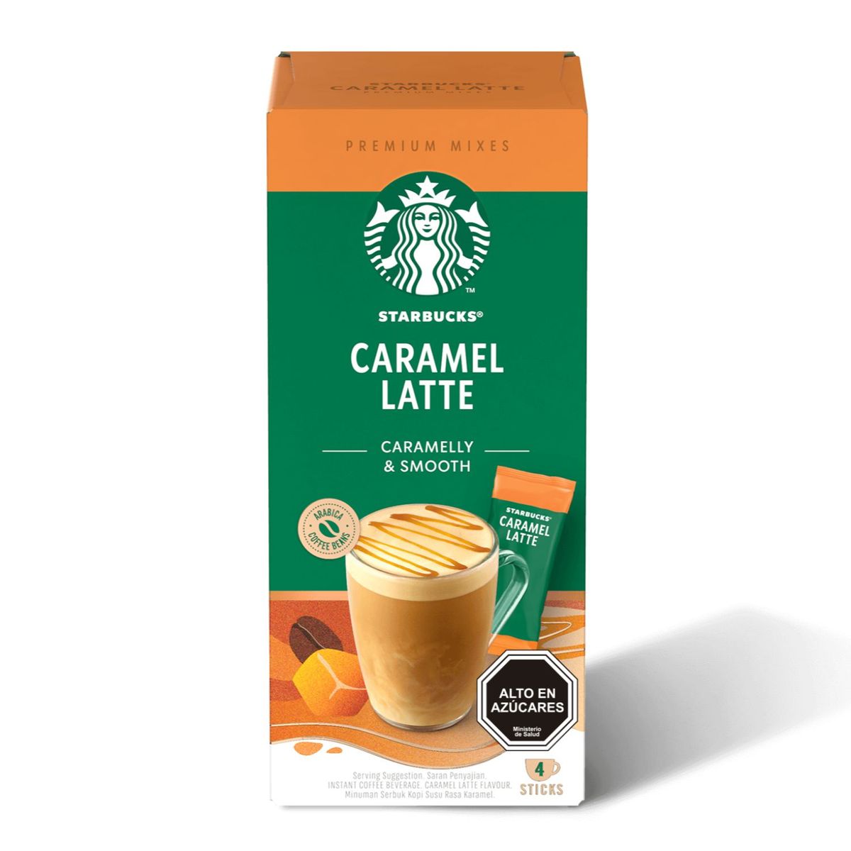 STARBUCKS - Café Instantáneo Sabor Caramel Latte Starbucks 4 un