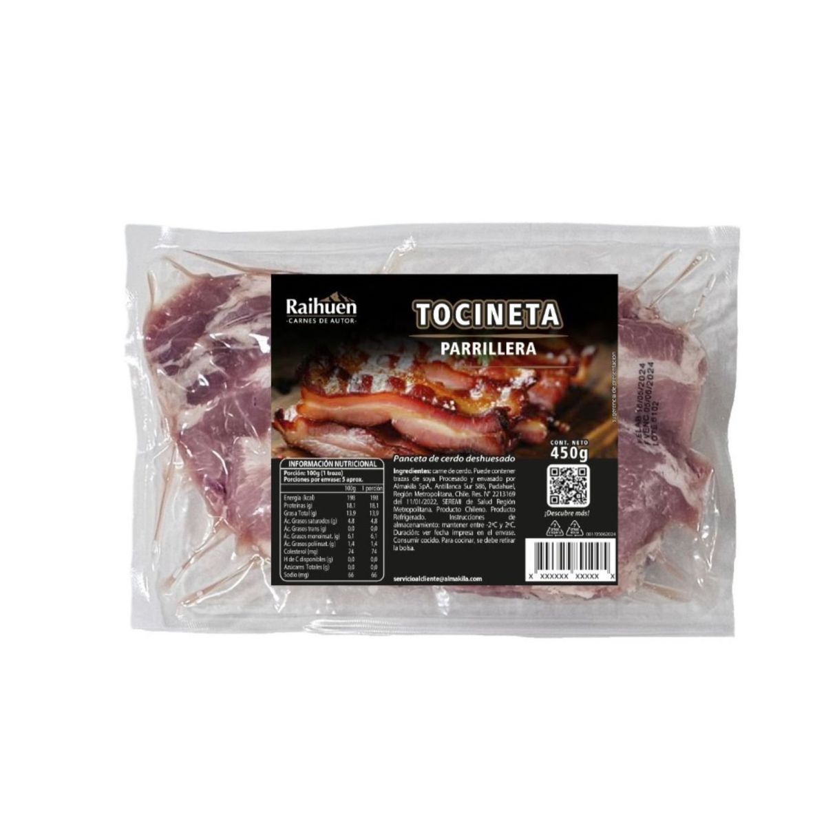 RAIHUEN - Tocineta Parrillera Raihuen 450 g