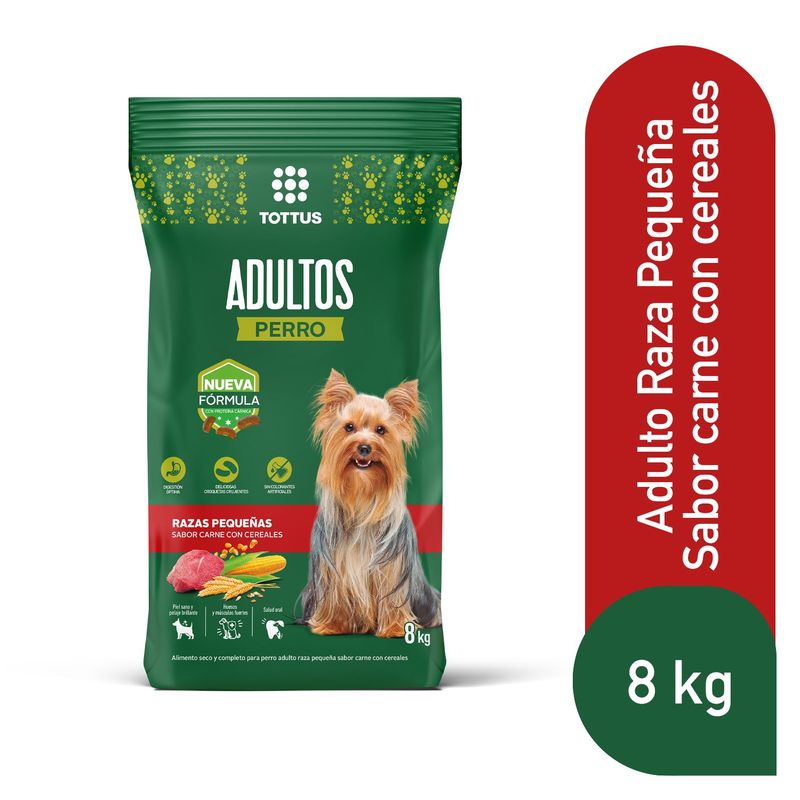 TOTTUS - Alimento Seco Perros Adultos Pequeños Tottus Carne y Cereales 8 kg