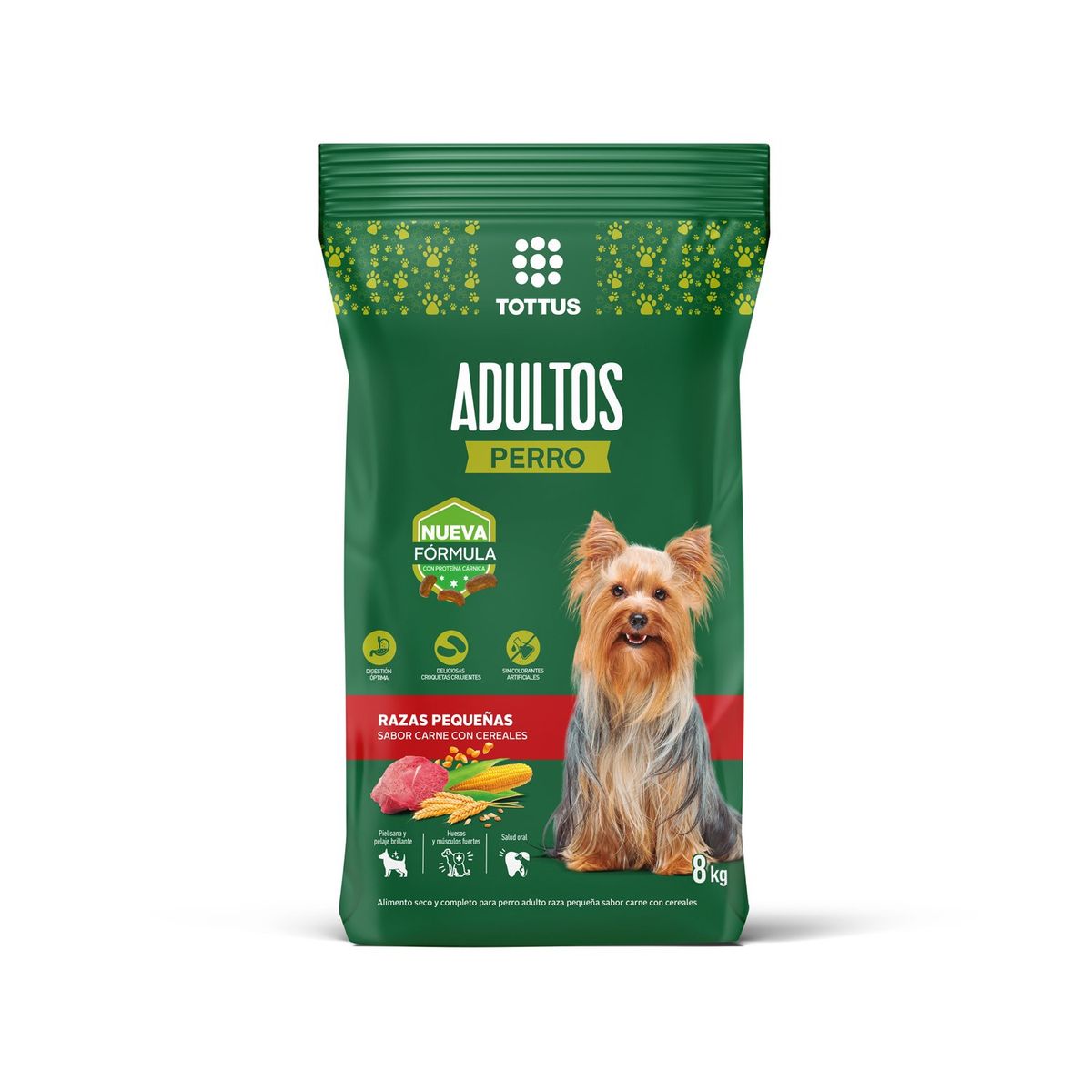 TOTTUS - Alimento Seco Perros Adultos Pequeños Tottus Carne y Cereales 8 kg