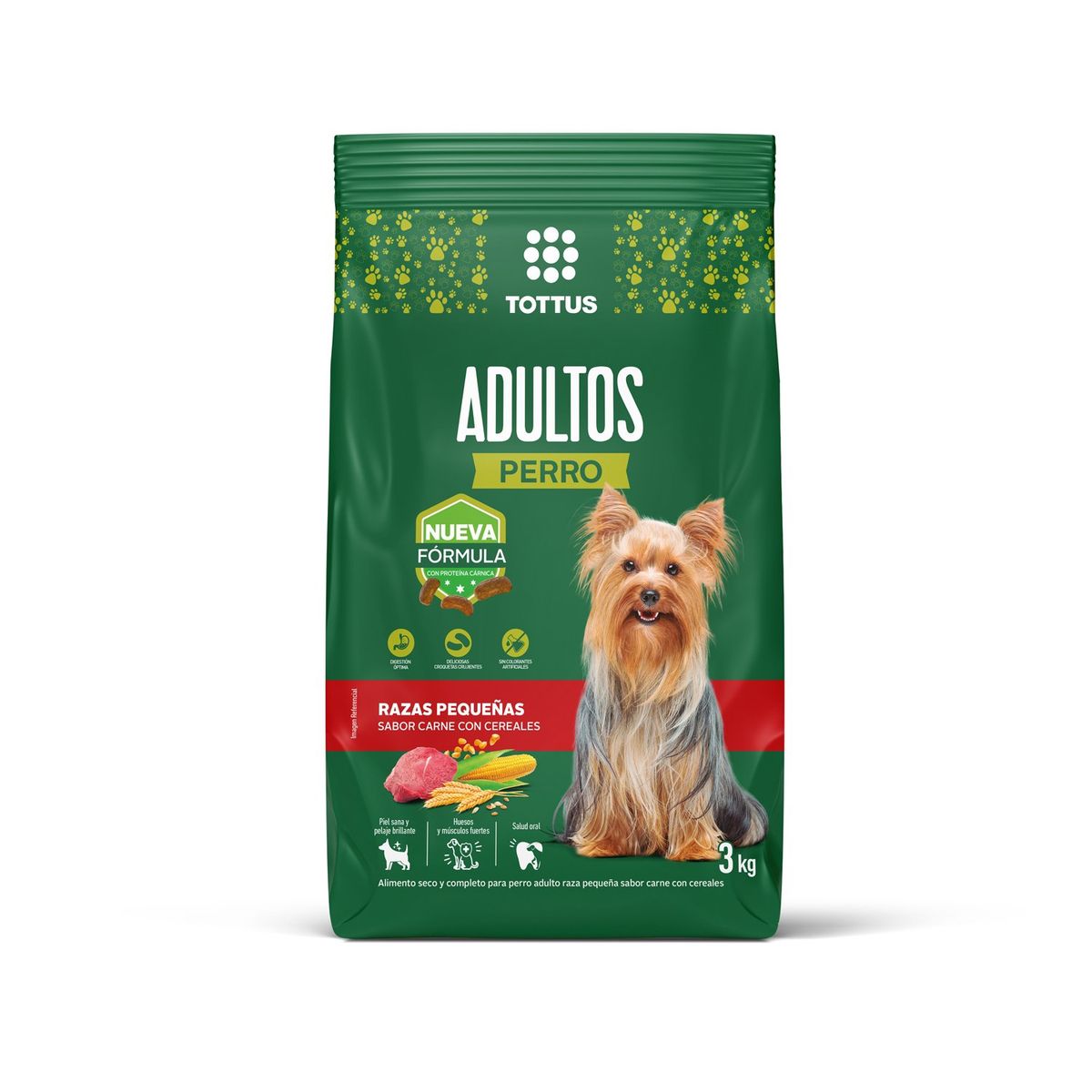 TOTTUS - Alimento Seco Perros Adultos Pequeños Tottus Carne y Cereales 3 kg