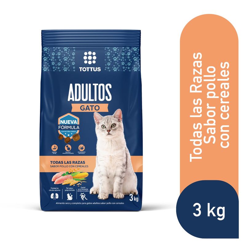 TOTTUS - Alimento Seco Gatos Adultos Tottus Pollo y Cereales 3 kg