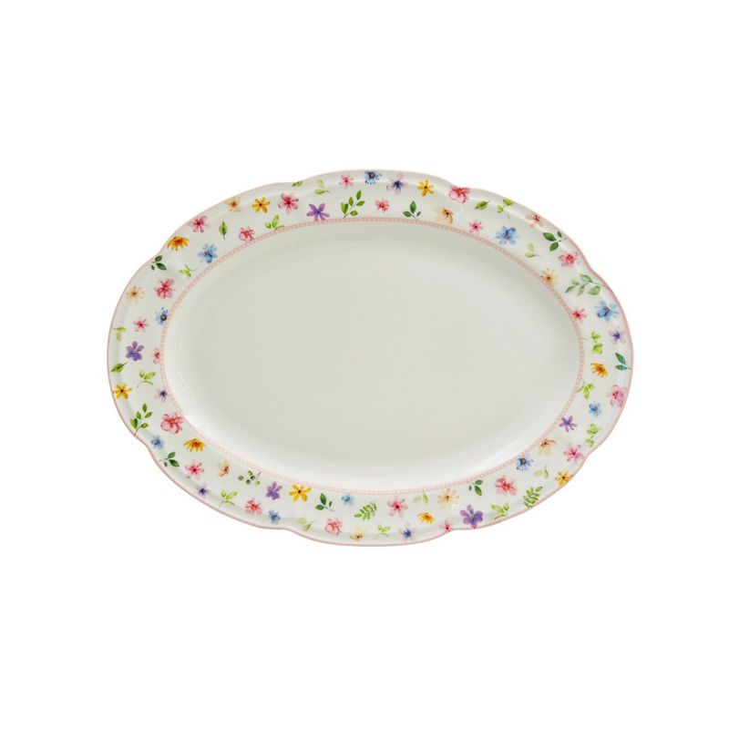 CASA JOVEN - Plato Ovalado Flores 35 CM