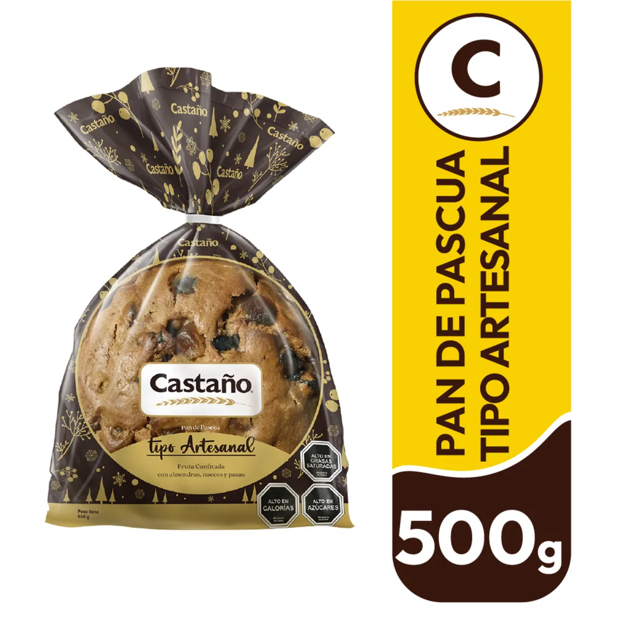 CASTAÑO - Pan de Pascua Tipo Artesanal Castaño 500 g