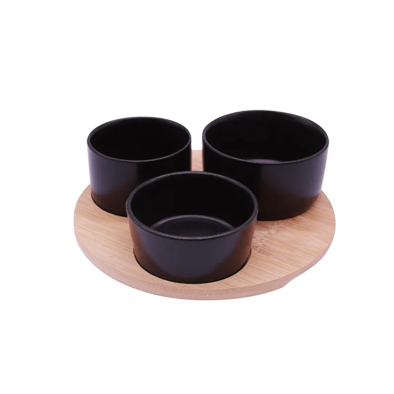 CASA JOVEN - Set 3 Bowls Con Base Madera