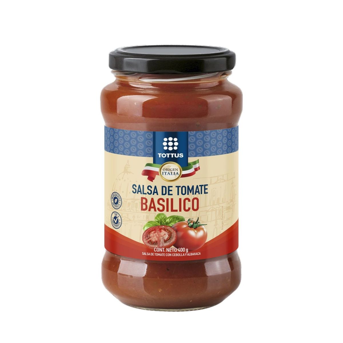 TOTTUS - Salsa de Tomate Basilico con Cebolla y Albahaca Tottus 400 g
