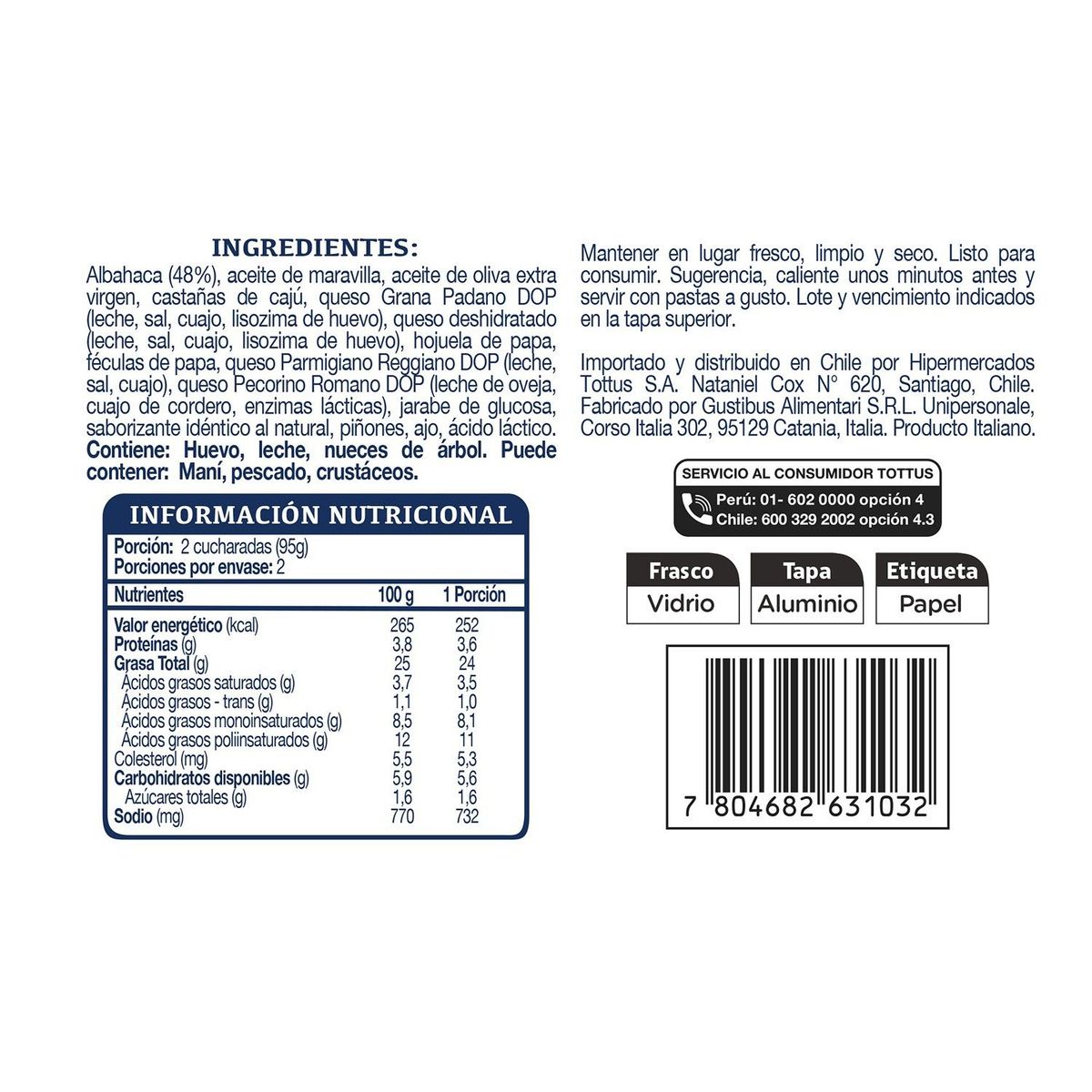 TOTTUS - Salsa Pesto Genovese Tottus 190 g
