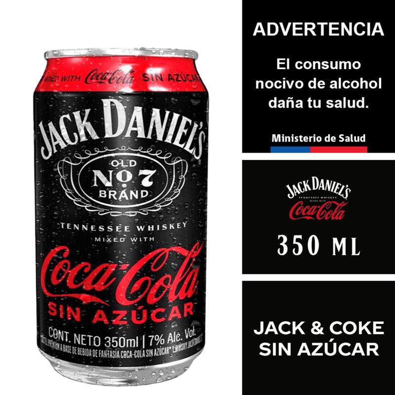JACK DANIEL'S - Coctel Whisky Jack & Coke Sin Azúcar 7° 350 ml