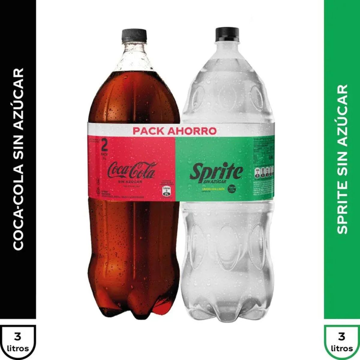 COCA COLA - Pack Coca Cola Zero Azúcar 3 Lt + Sprite Sin Azúcar 3 Lt