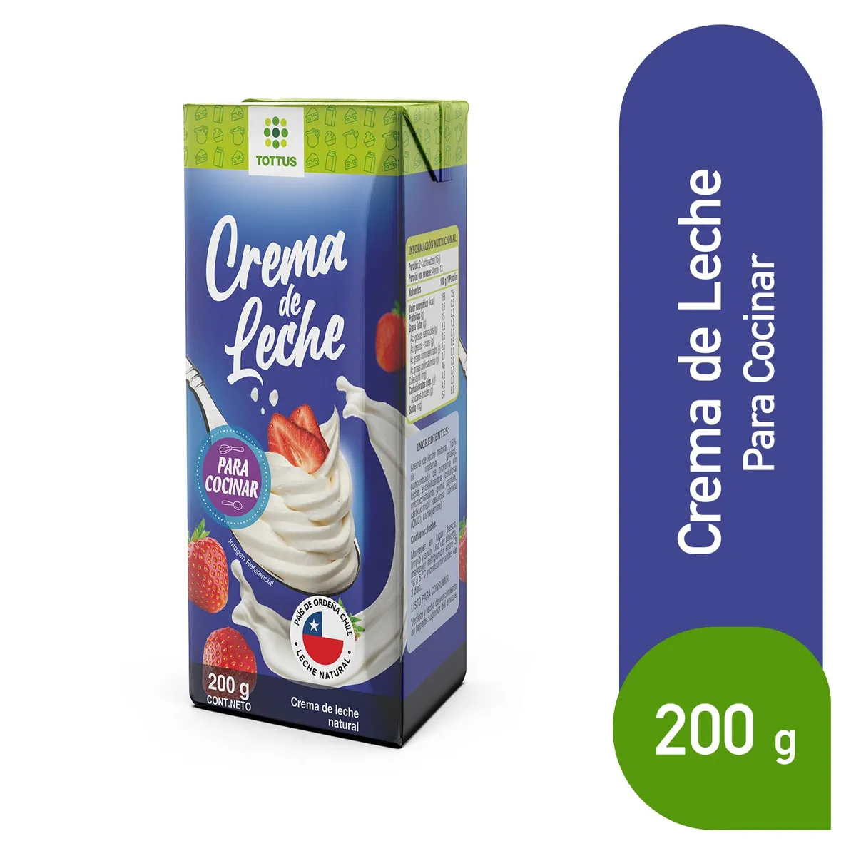 TOTTUS - Crema de Leche Natural Tottus 200 ml