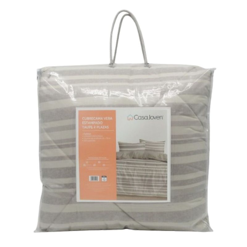 CASA JOVEN - Cubrecama Vera Estampado Taupe 2 Plazas