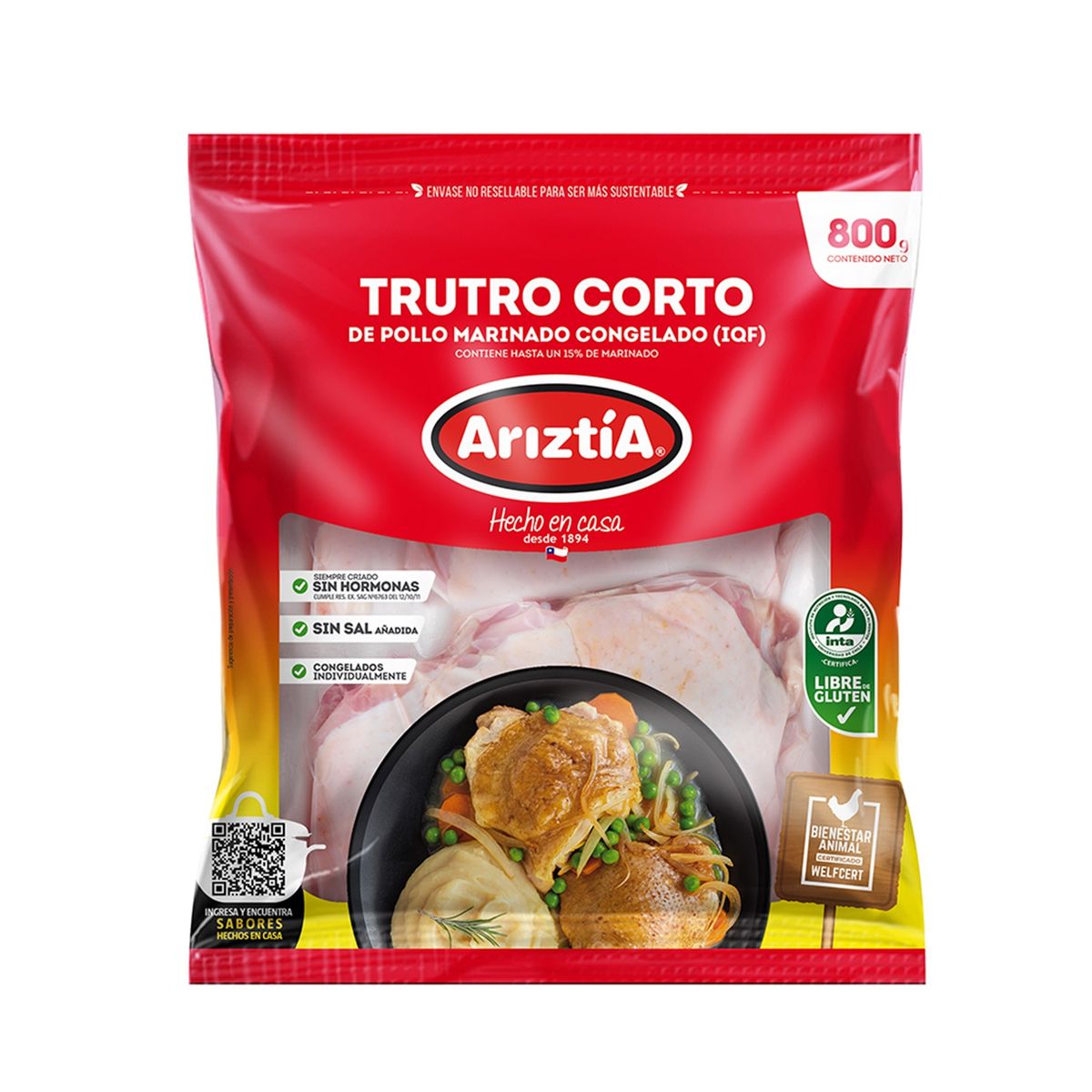 ARIZTIA - Truto Corto de Pollo Congelado Ariztia 800 g