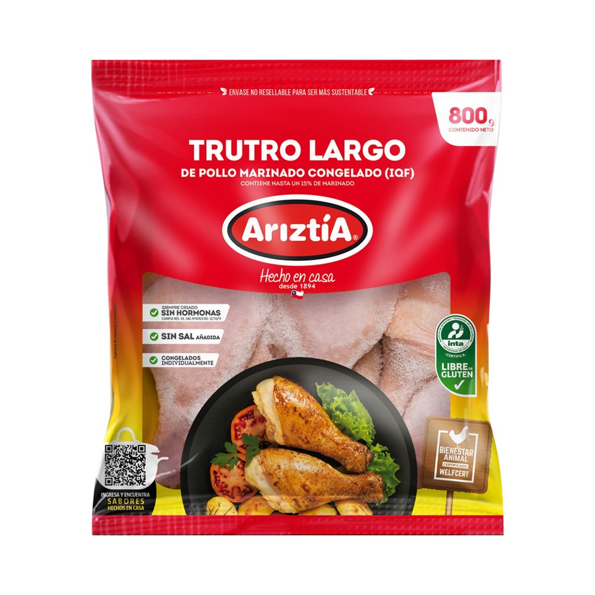 ARIZTIA - Truto Largo de Pollo Congelado Ariztia 800 g