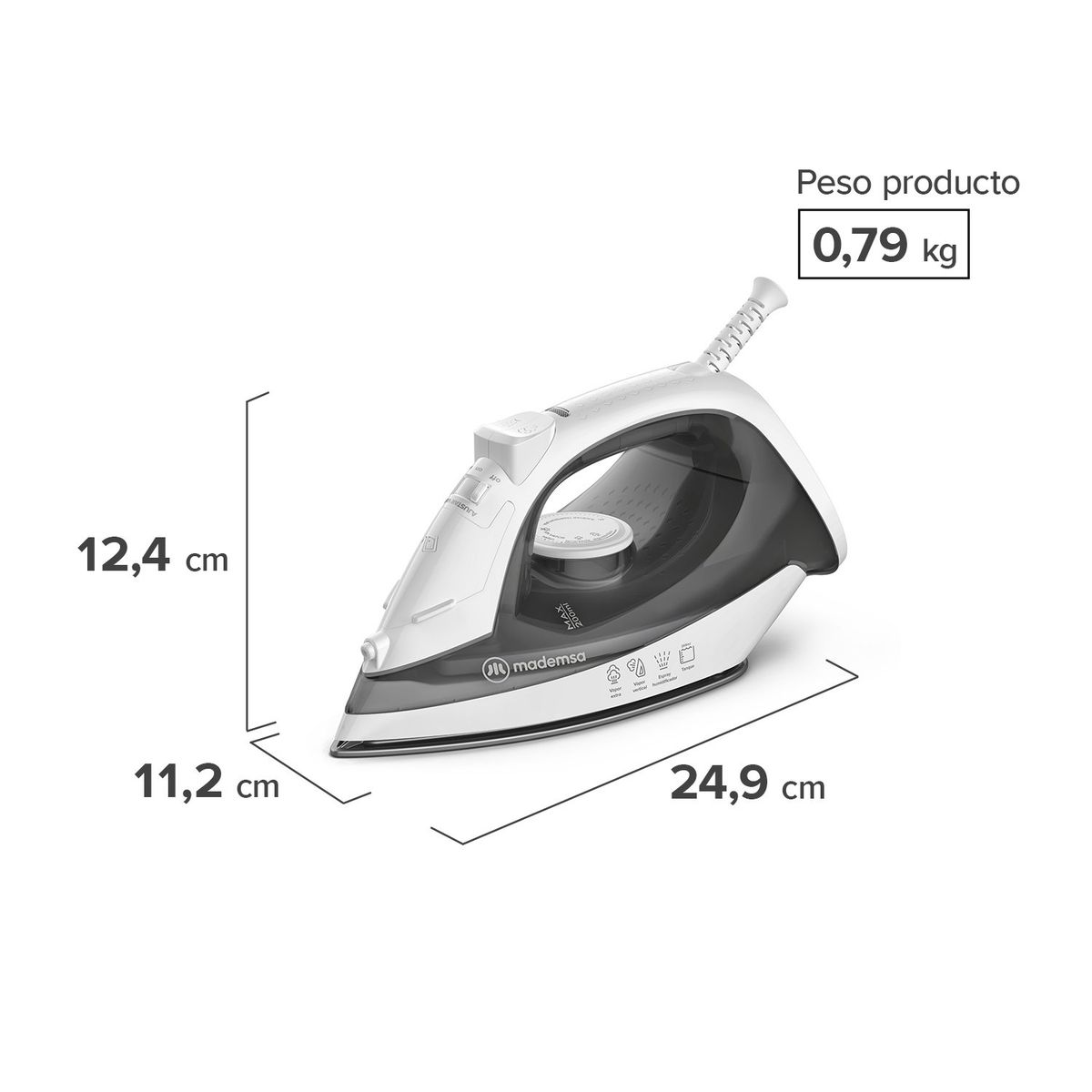 MADEMSA - Plancha A Vapor MIR10 Blanca