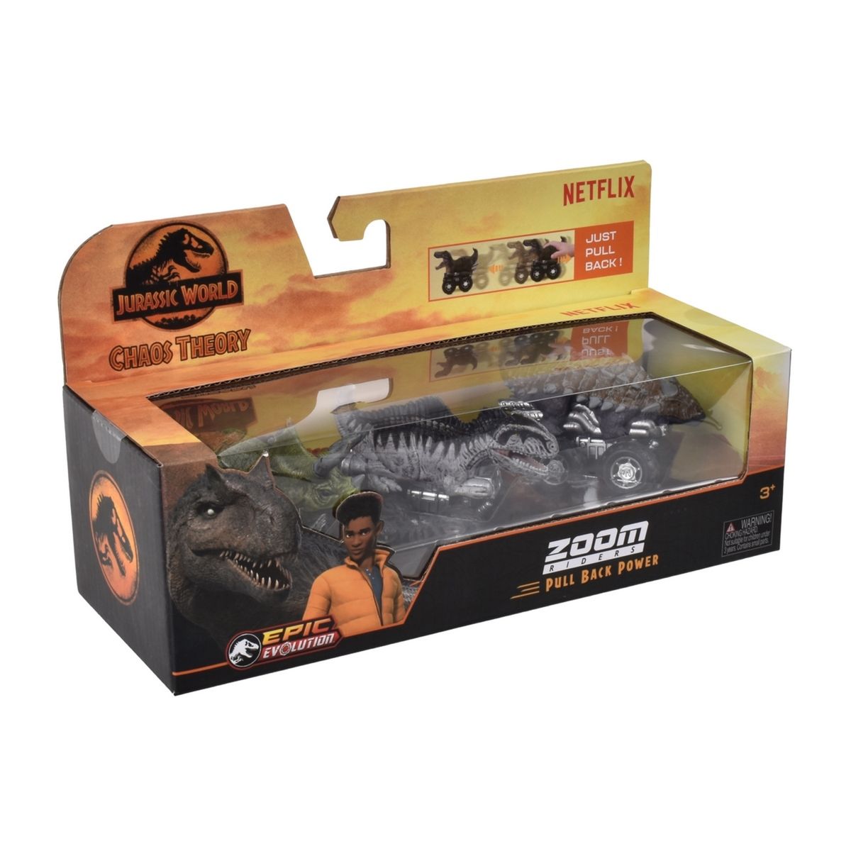 JURASSIC WORLD - Pack 3 Dinosaurios Vehiculo Pullback Jurassic