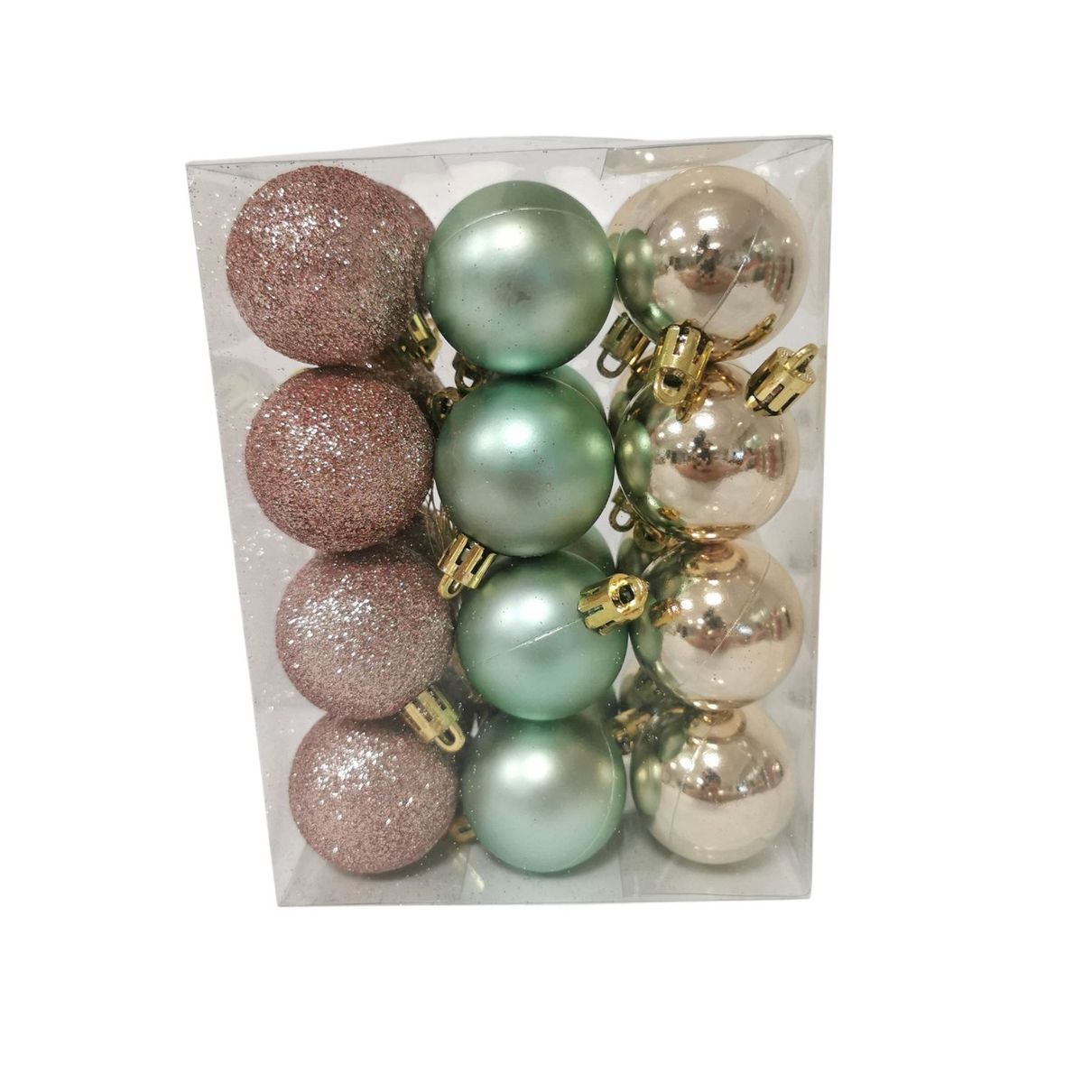 CASA JOVEN - SET 24 ESFERAS EUCALIPTO CHAMP ROSA 4 CM