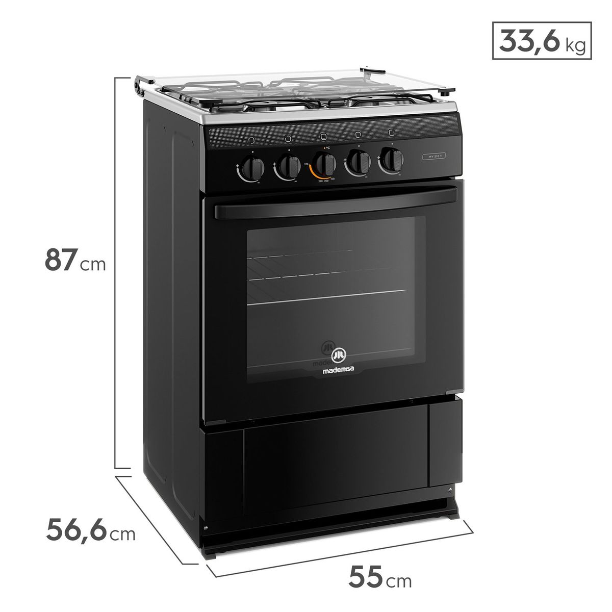 MADEMSA - Cocina 4 Quemadores Horno 65L Mv 210 T