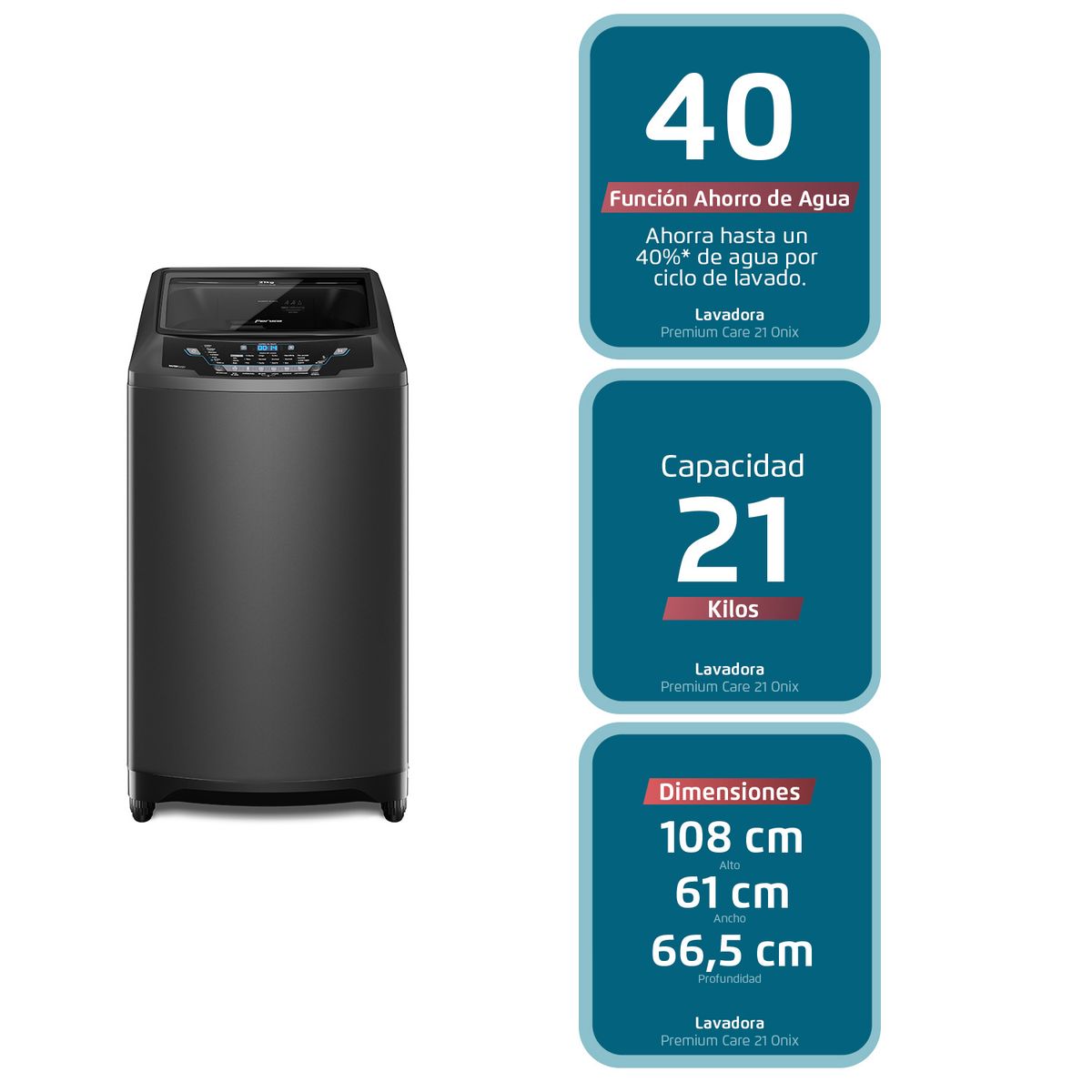 FENSA - Lavadora 21K Carga Superior Premium Care 21Onix