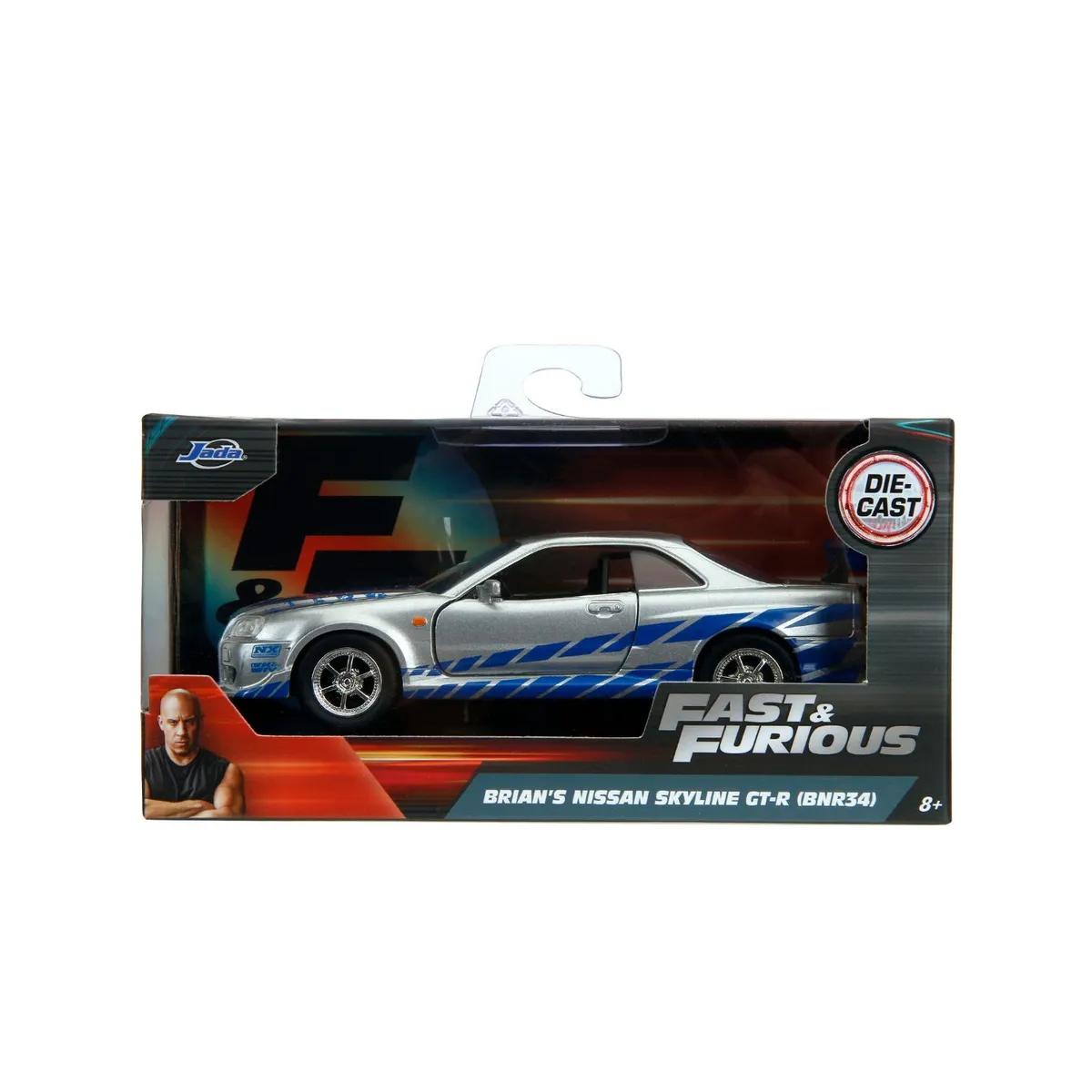 JADA - Vehiculo  R y F 2002 Nissan Skyline Gtr R34-Silver-Ruedas Libres 1:32