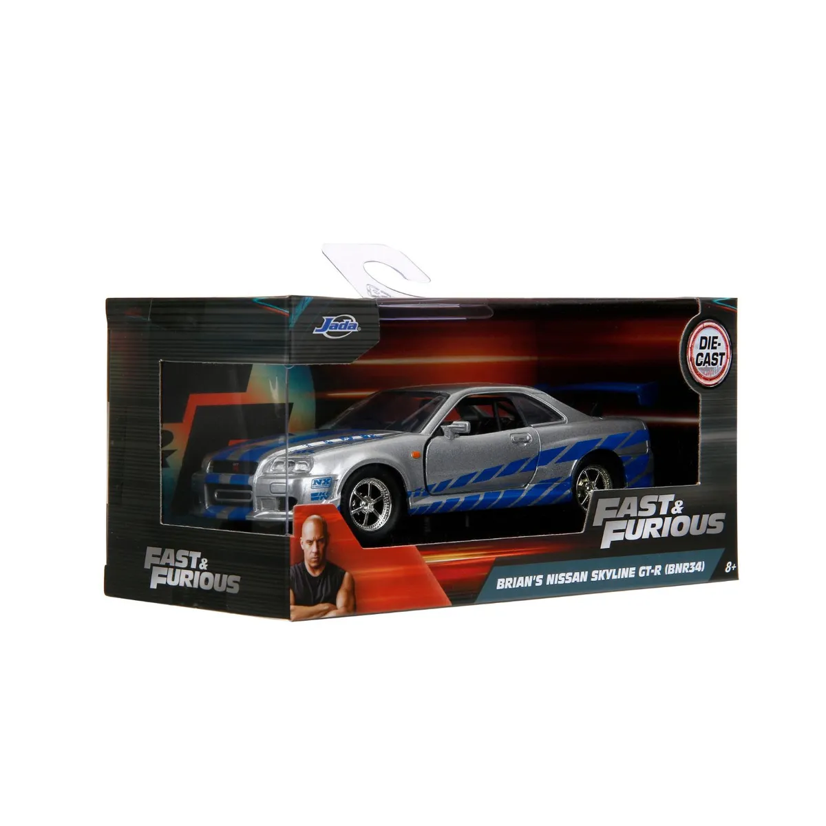 JADA - Vehiculo  R y F 2002 Nissan Skyline Gtr R34-Silver-Ruedas Libres 1:32