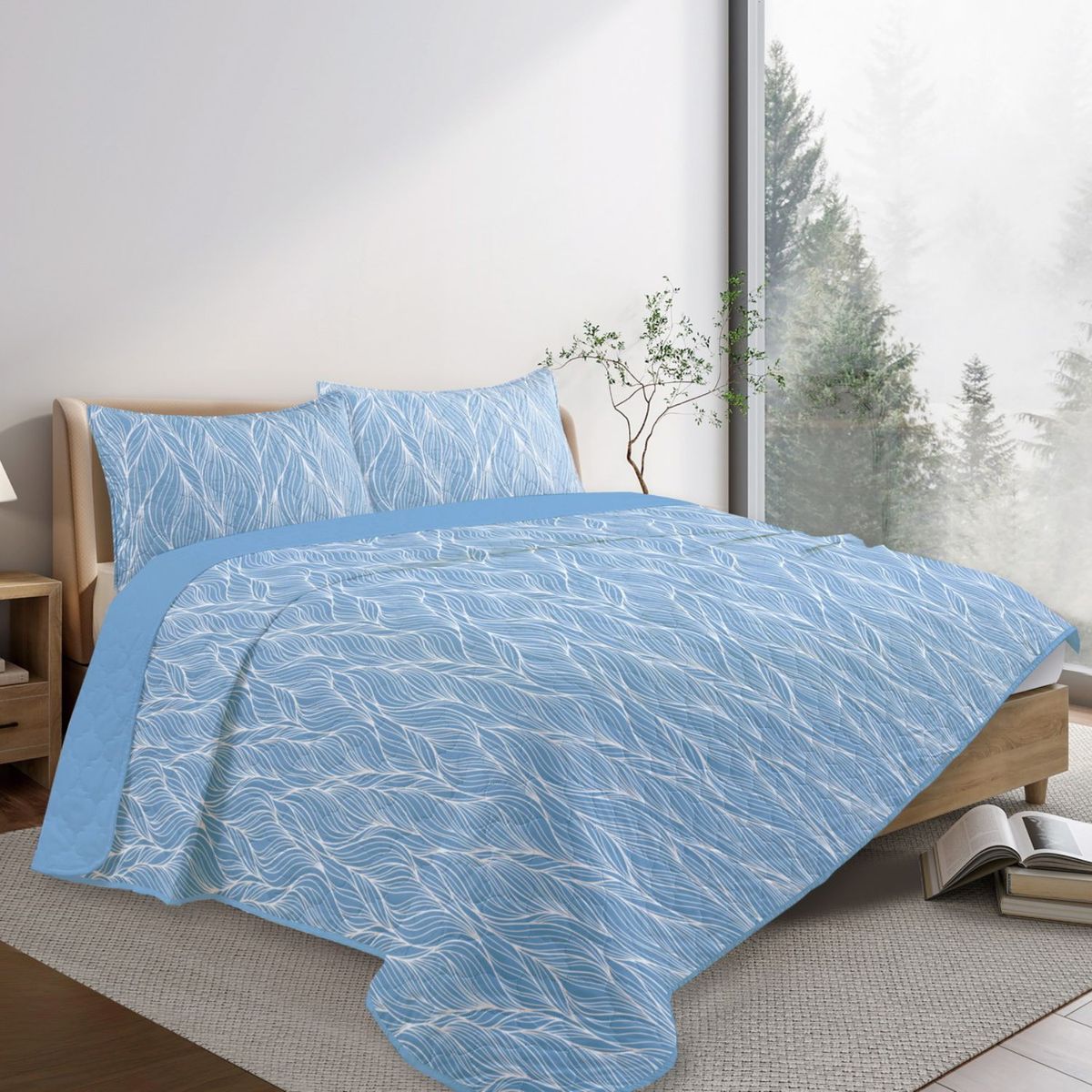 CASA JOVEN - Quilt Mara Estampado Hojas 2 Plazas