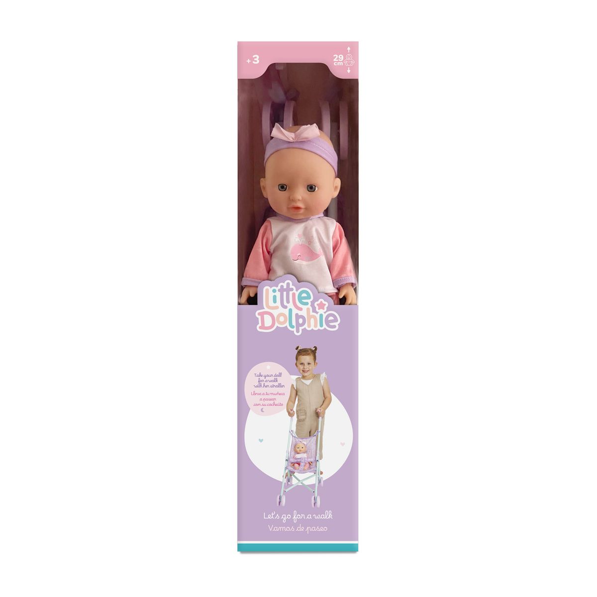 LITTLE DOLPHIE - Muñeca Bebé Coche