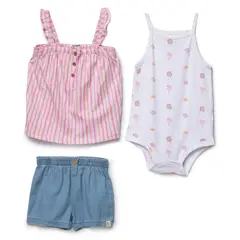 REDWOOD - Conjunto 3P Body Short Chambray