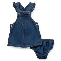 REDWOOD - Vestido Denim Crochet Bebe
