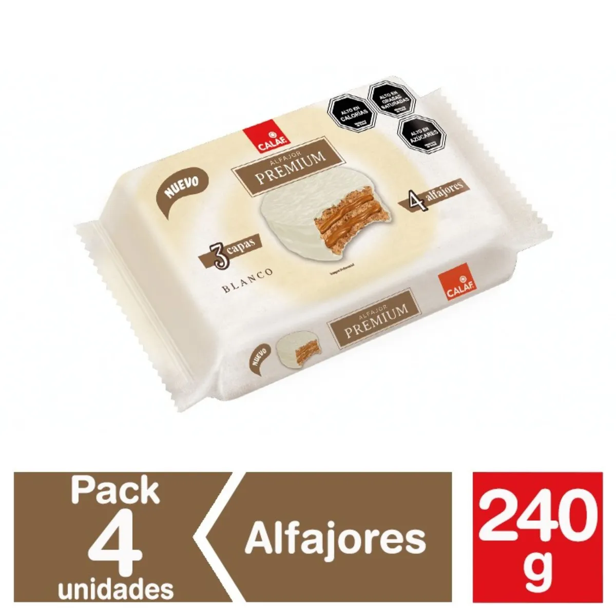 CALAF - Alfajor Blanco Premium Calaf 4 Un x 60 g