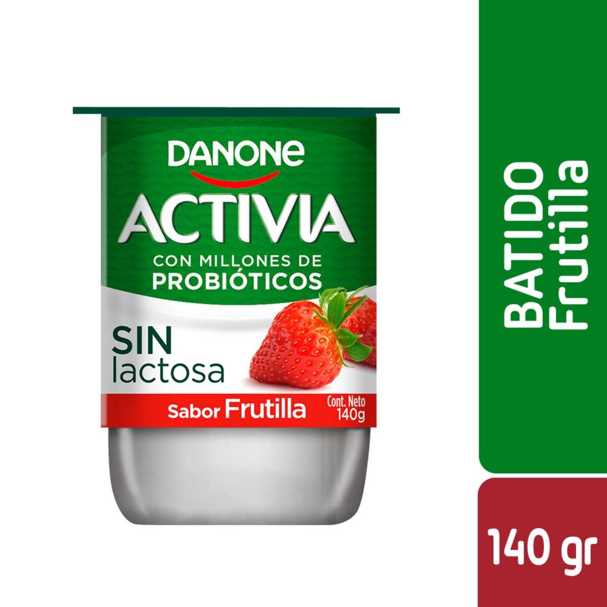 ACTIVIA - Yoghurt con Probióticos Sabor Frutilla Sin Lactosa Activia 140 g