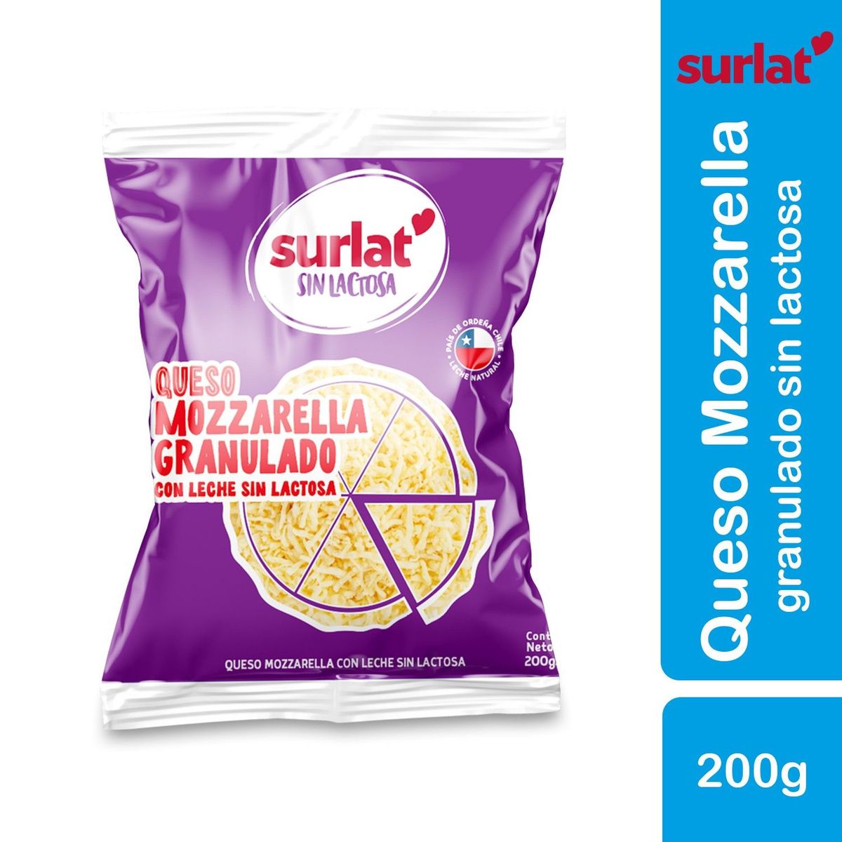 SURLAT - Queso Mozzarella Granulado Sin Lactosa Surlat 200 g
