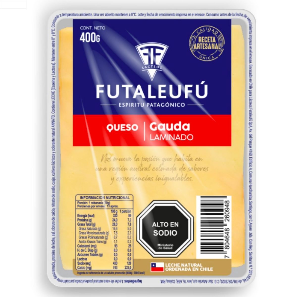 FUTALEUFU - Queso Gauda Laminado Futaleufu 400 g