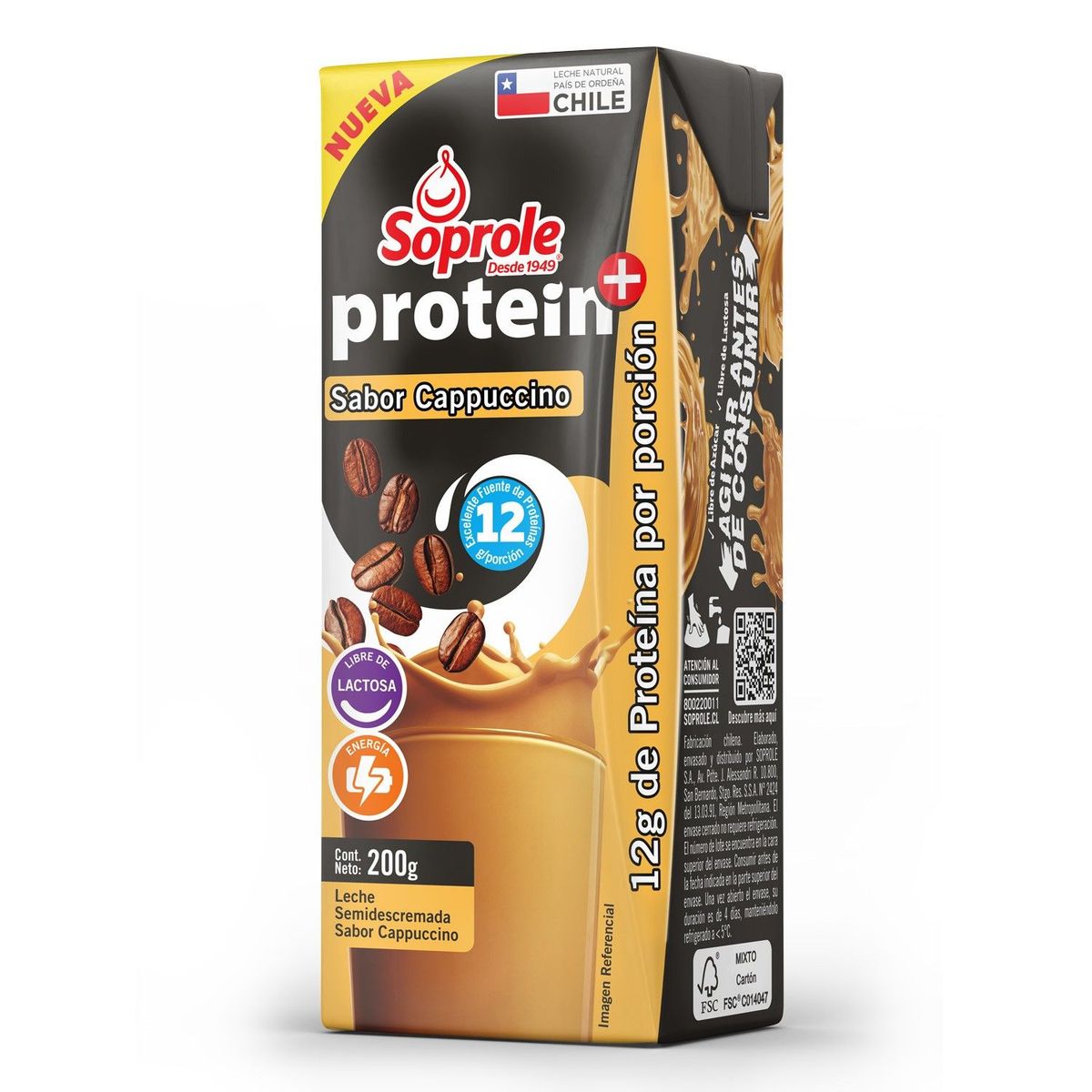 SOPROLE - Leche Semidescremada Proteín Sabor Cappuccino Soprole 200 ml