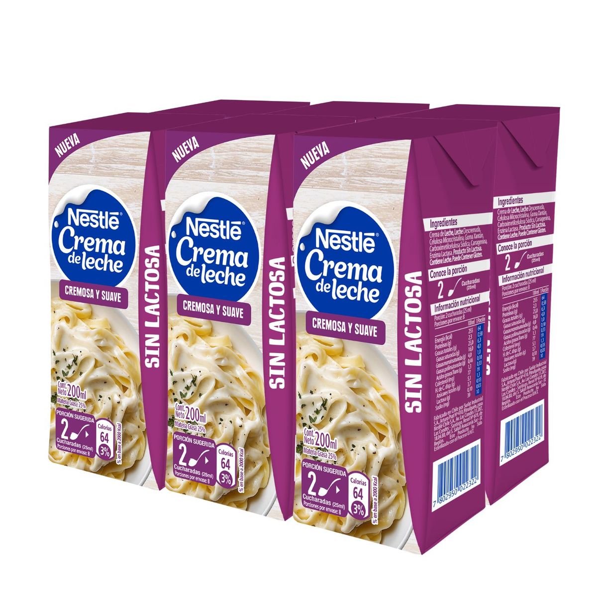 NESTLE - Pack Crema de Leche Sin Lactosa Nestle 6 x 200 ml